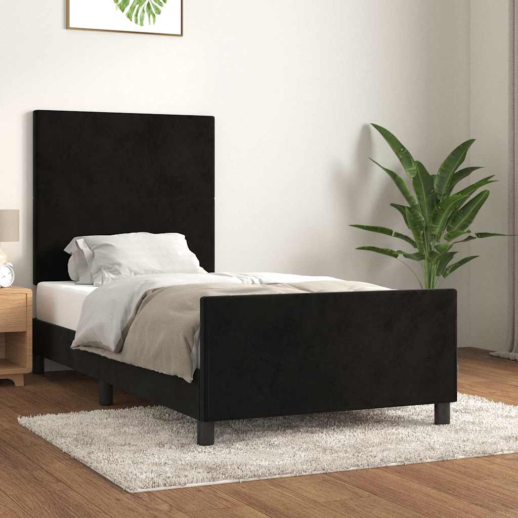 Vidaxl bedframe met hoofdeinde fluweel zwart 90x200 cm