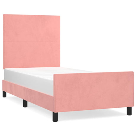 Vidaxl bedframe met hoofdeinde fluweel roze 90x200 cm
