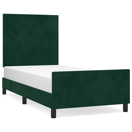 Vidaxl bedframe zonder matras 100x200 cm fluweel donkergroen