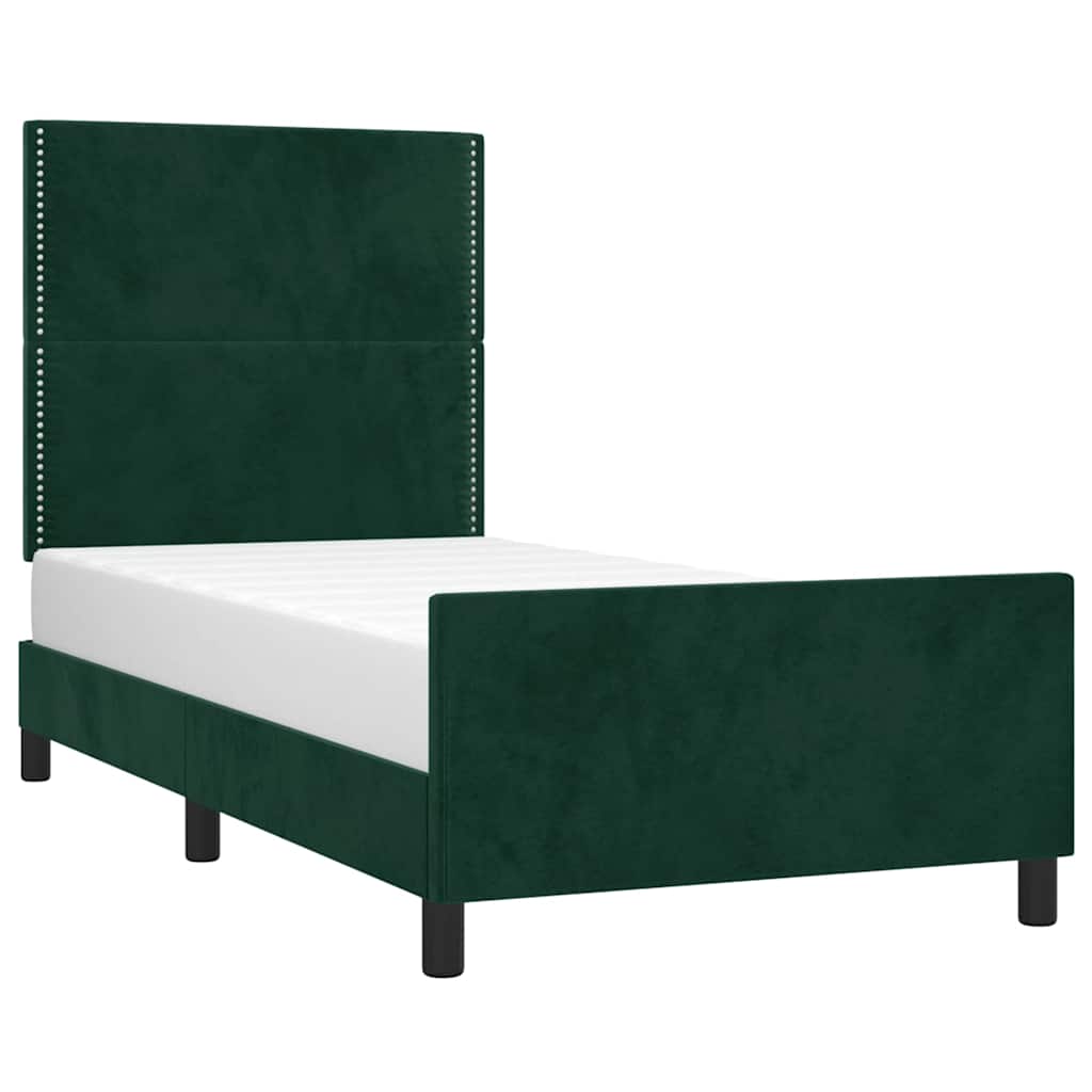 Vidaxl bedframe zonder matras 90x200 cm fluweel donkergroen
