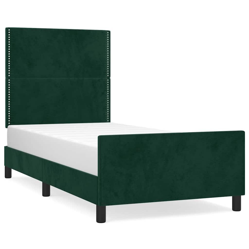 Vidaxl bedframe zonder matras 100x200 cm fluweel donkergroen