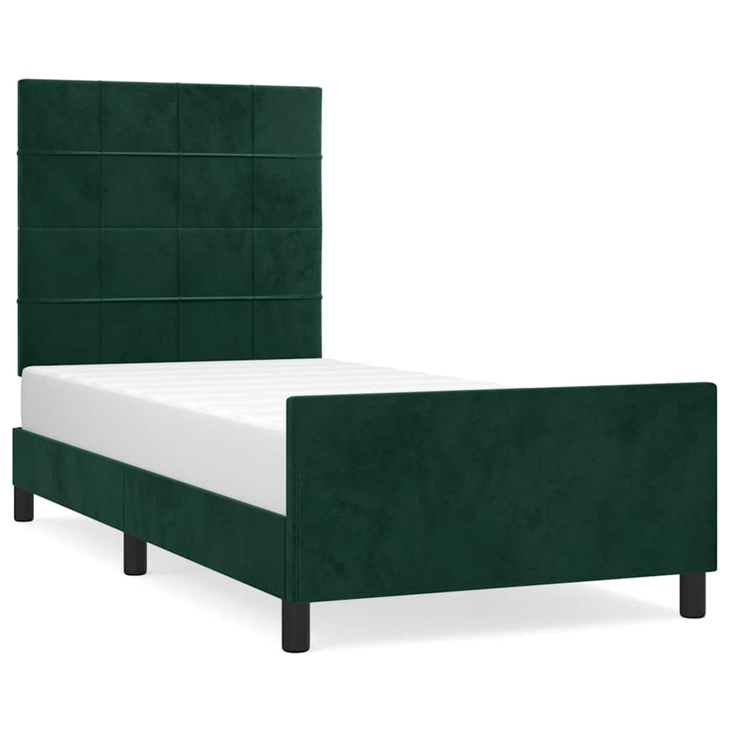 Vidaxl bedframe zonder matras 90x190 cm fluweel donkergroen