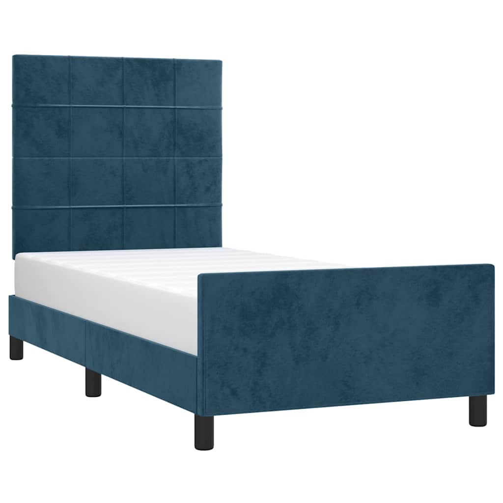Vidaxl bedframe zonder matras 90x190 cm fluweel donkerblauw