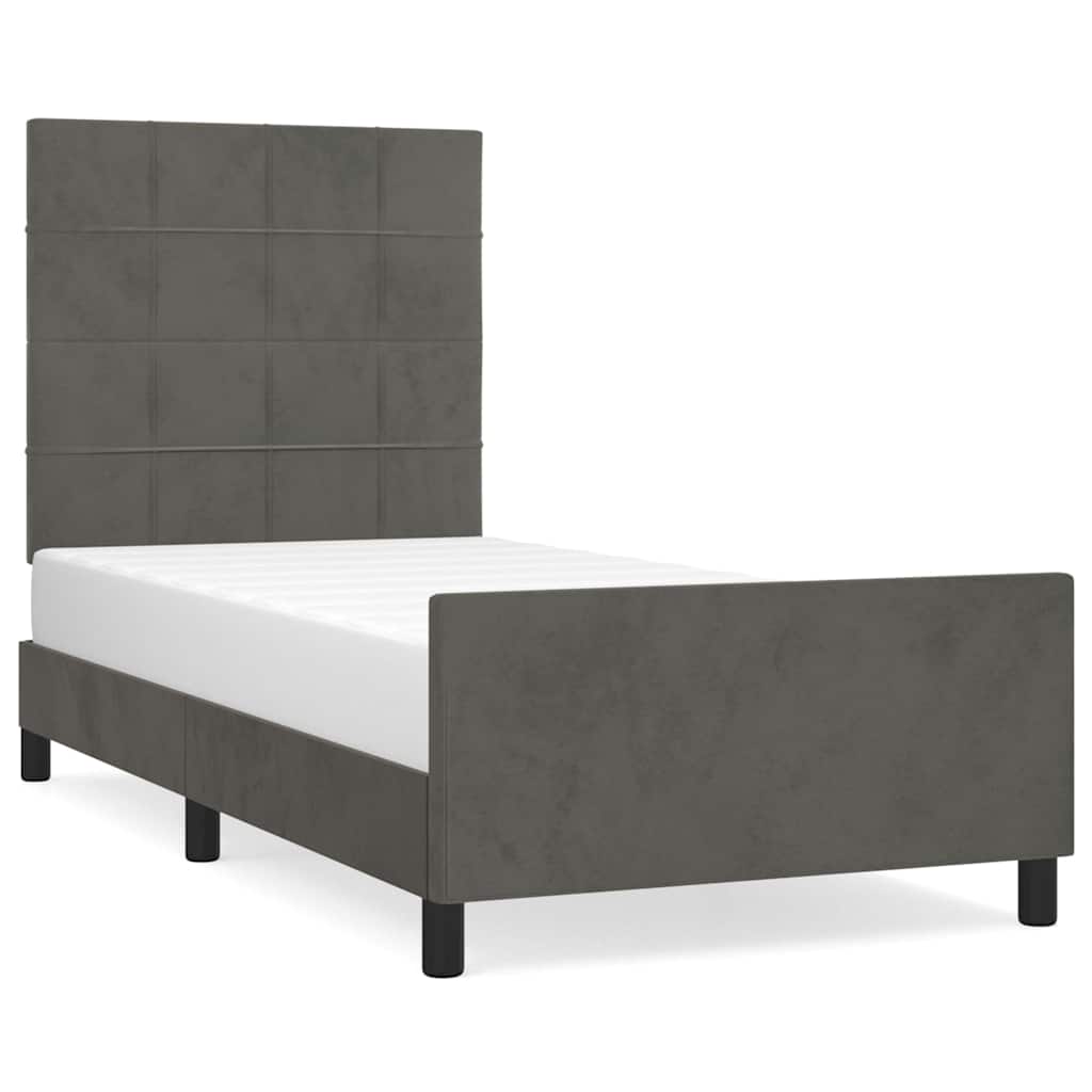 Vidaxl bedframe zonder matras 100x200 cm fluweel donkergrijs