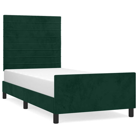 Vidaxl bedframe zonder matras 90x200 cm fluweel donkergroen