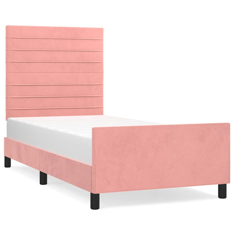 Vidaxl bedframe met hoofdeinde fluweel roze 100x200 cm
