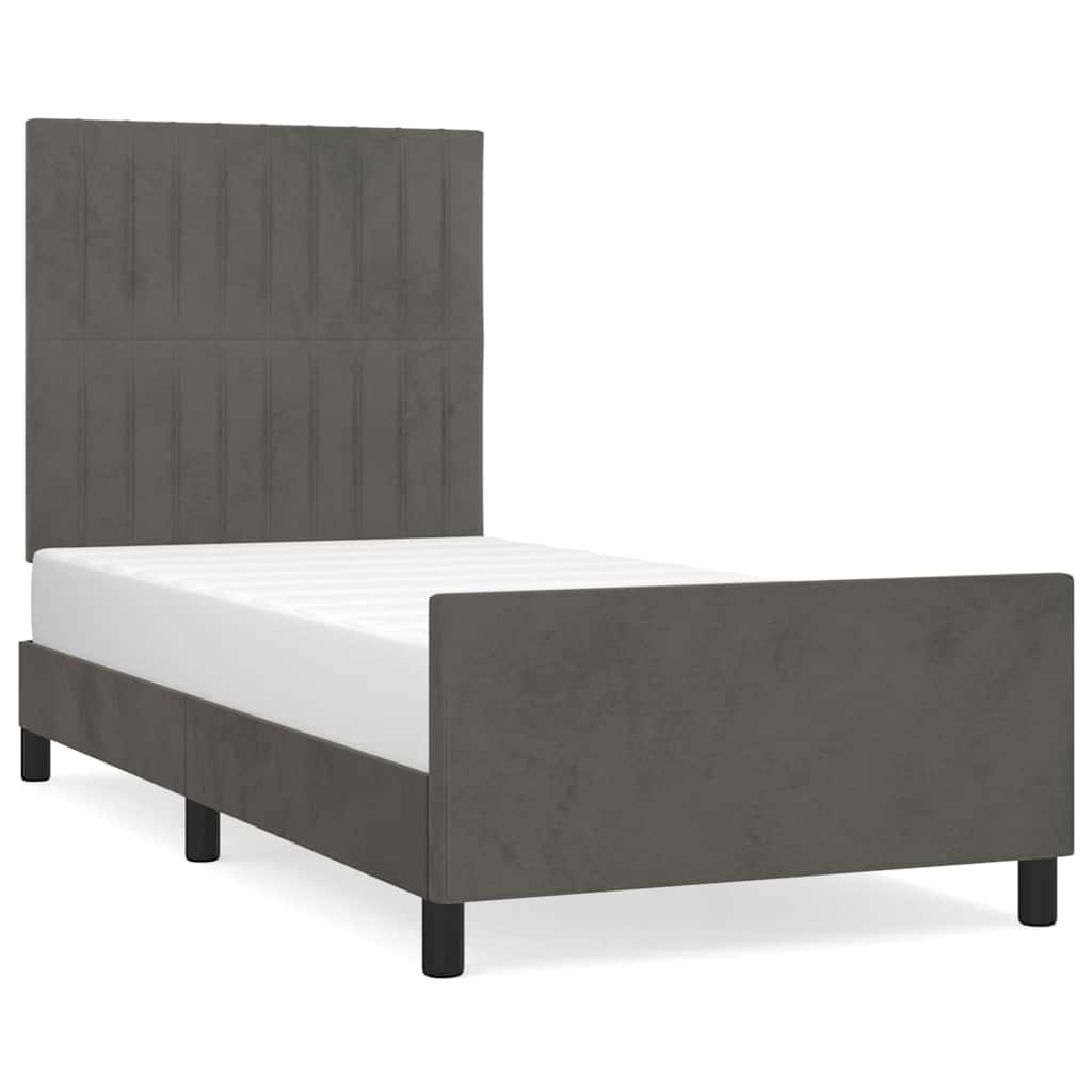 Vidaxl bedframe zonder matras 90x190 cm fluweel donkergrijs