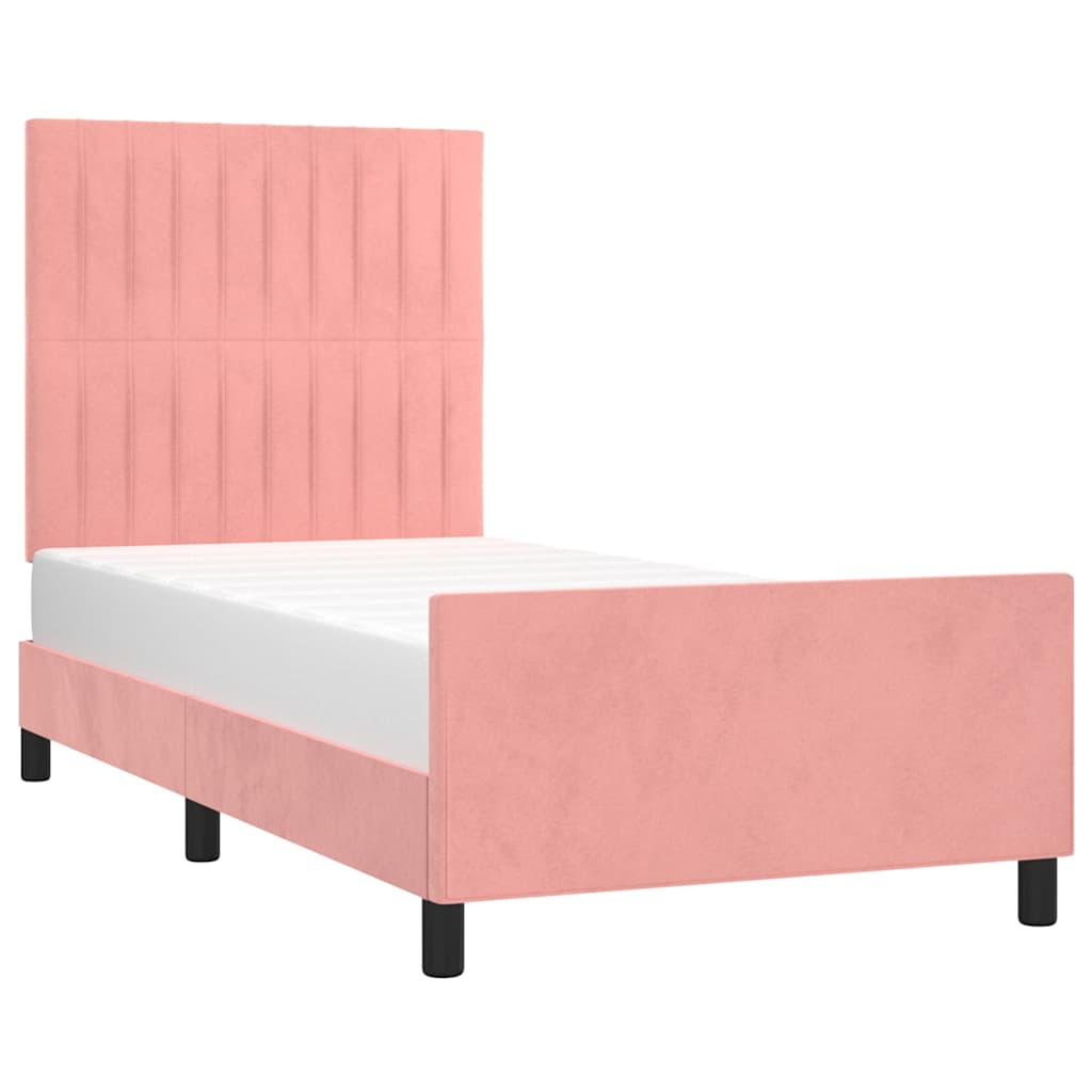 Vidaxl bedframe met hoofdeinde fluweel roze 90x200 cm