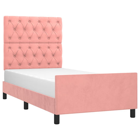 Vidaxl bedframe met hoofdeinde fluweel roze 80x200 cm
