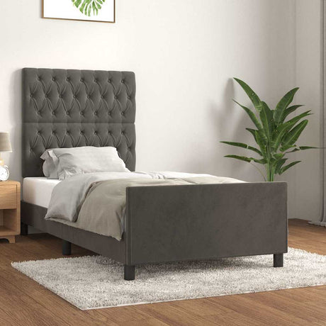 Vidaxl bedframe zonder matras 90x190 cm fluweel donkergrijs