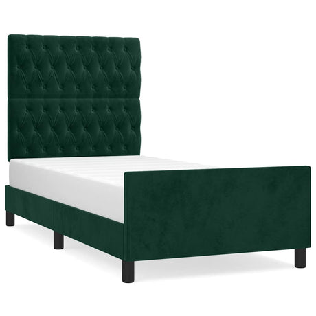 Vidaxl bedframe zonder matras 90x200 cm fluweel donkergroen