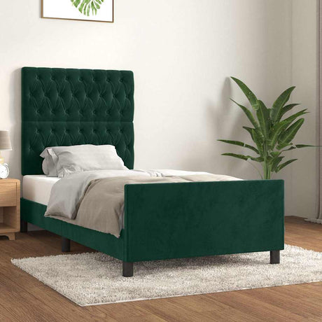 Vidaxl bedframe zonder matras 100x200 cm fluweel donkergroen