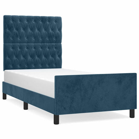Vidaxl bedframe zonder matras 100x200 cm fluweel donkerblauw