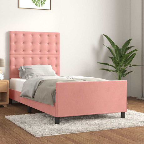 Vidaxl bedframe met hoofdeinde fluweel roze 80x200 cm