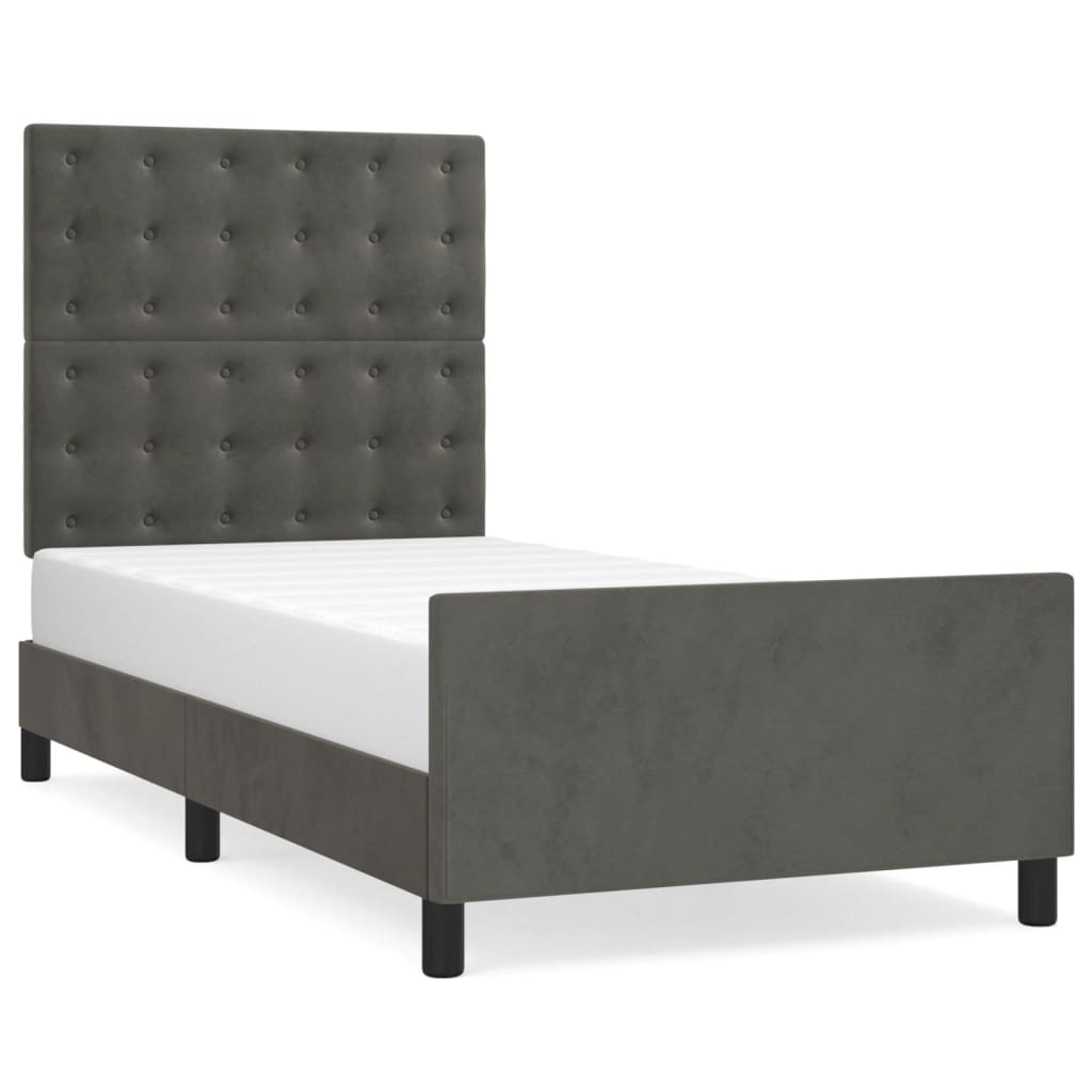 Vidaxl bedframe zonder matras 90x190 cm fluweel donkergrijs