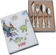 Kinderbestek - 4 delig - dino - zilver r