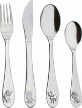 Kinderbestek - 4 delig - safari - zilver