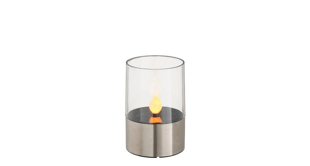 Solar kaars zilver warm wit led display - h11xd7,5cm