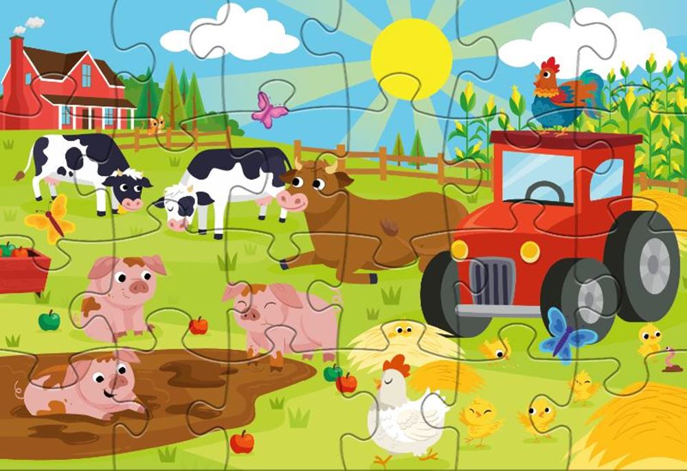 Rebo legpuzzel 2x24 stukjes - farm anima
