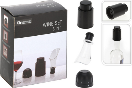 Excellent houseware eh barware wijnset 3 stuks zwart
