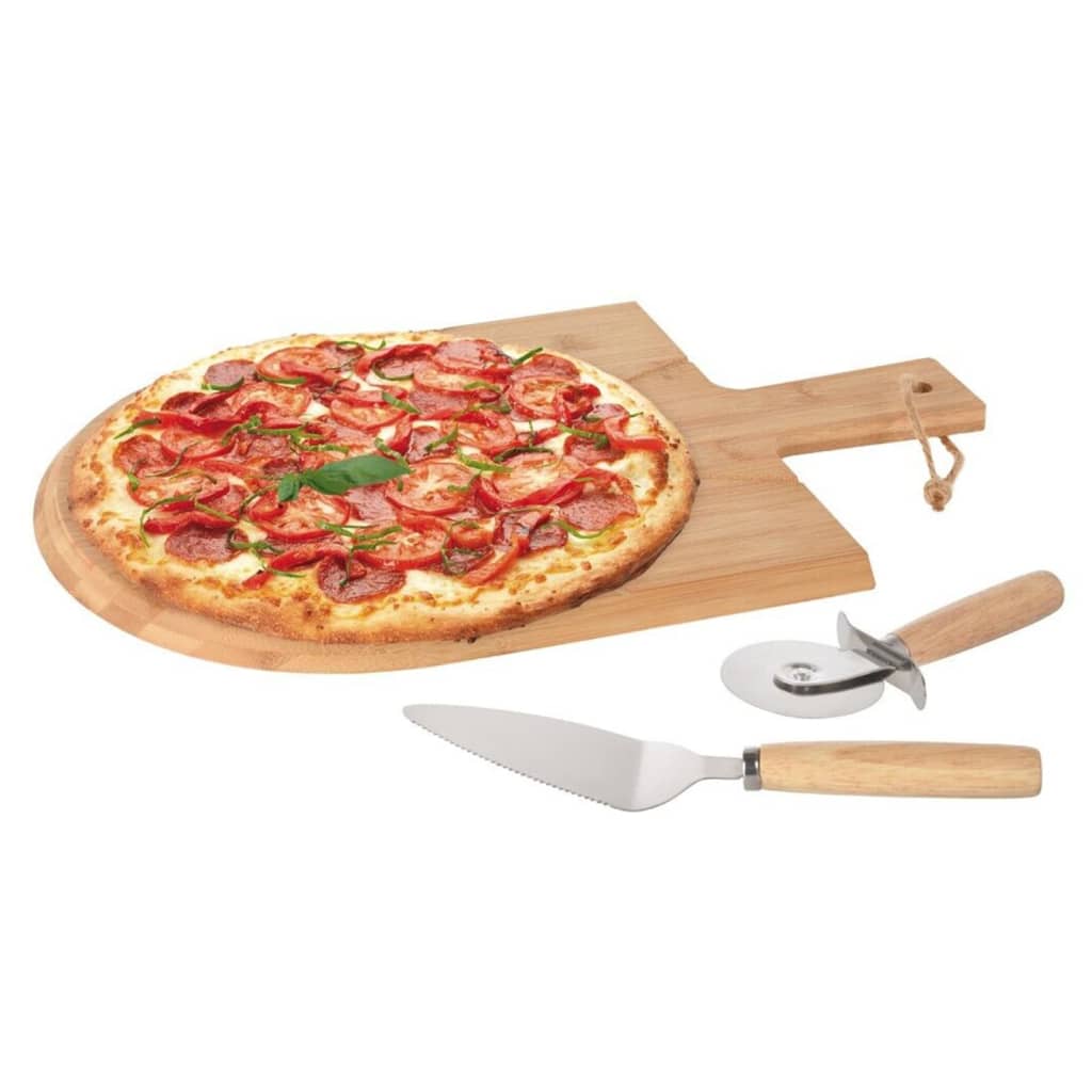 Excellent houseware houseware 3-delige pizzasnijset 43x30 cm bamboe