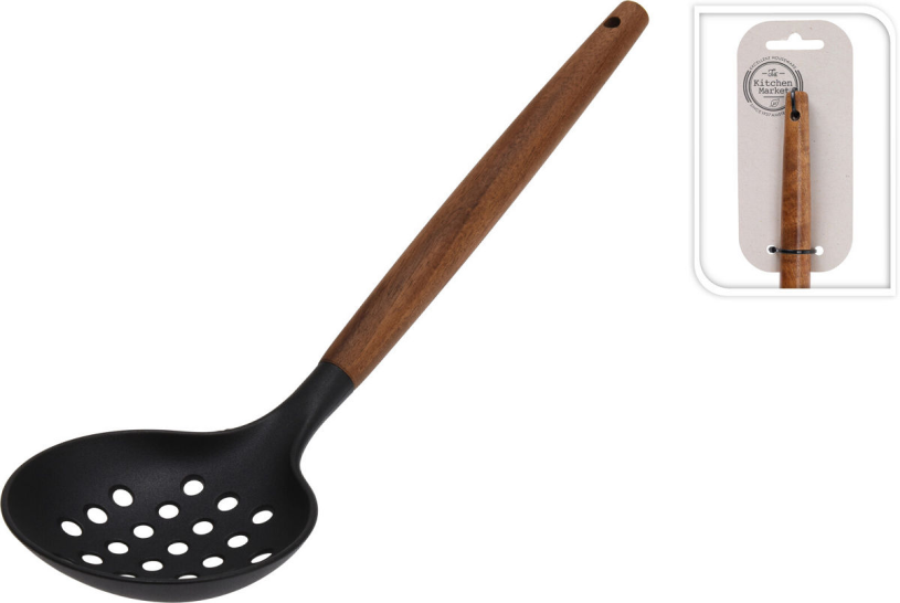 Schuimspaan met acacia handvat 32cm