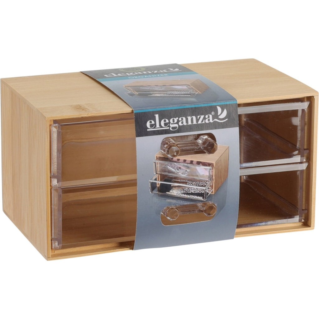 Eleganza eleganza bamboe organiser met 2 lades 18.5x11.5x9.3 cm