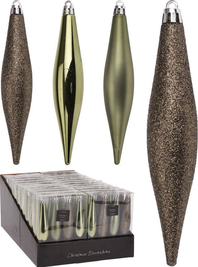 Kerstbal onbreekbaar kegel 15cm 4 stuks - groen