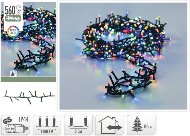 Verlichting 560led microcluster 11m multi color - ip44