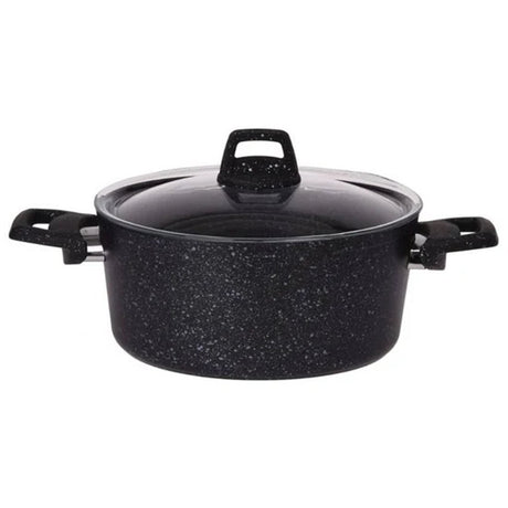Excellent houseware excellent braadpan 4.4l 24 cm + glazen deksel zwart aluminium