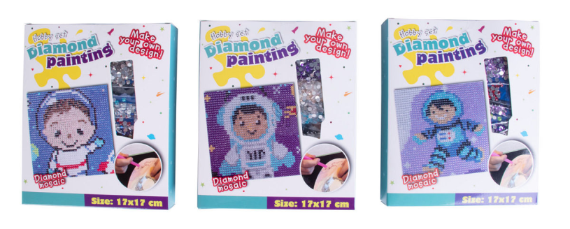 Diamond painting set 17x17cm space assorti