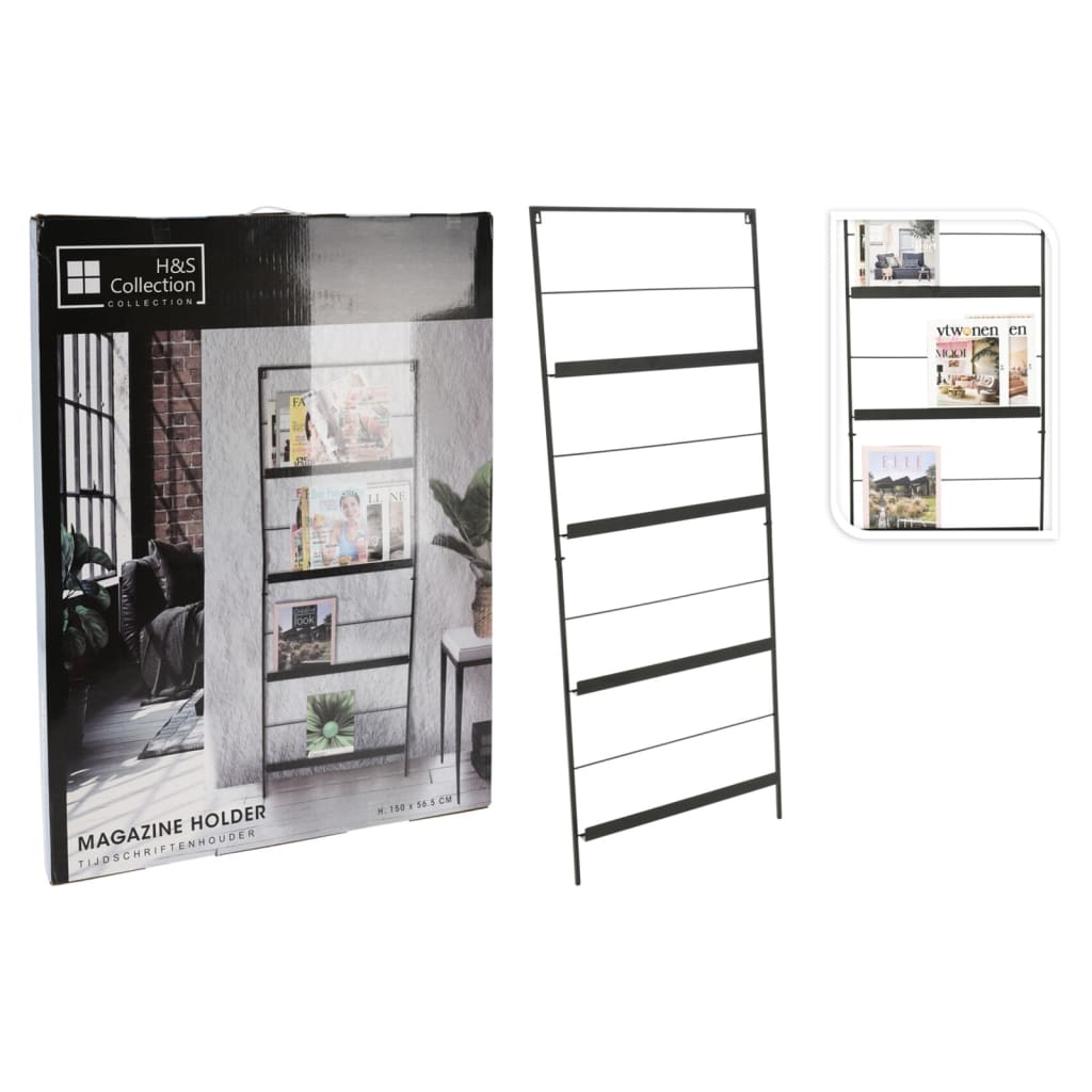 H S Collection H S Collection Magazine Holder 150x56,5 cm metal sort