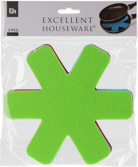 Excellent houseware eh panbeschermer 5 stuks 4 assort kleur