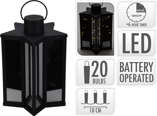 Lantaarn spiegelglas led 23cm