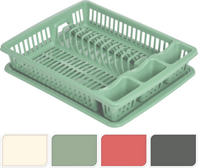Afdruiprek incl. plateau 460x365x80mm 3 assorti