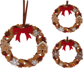 Kerst krans vilt 24cm assorti