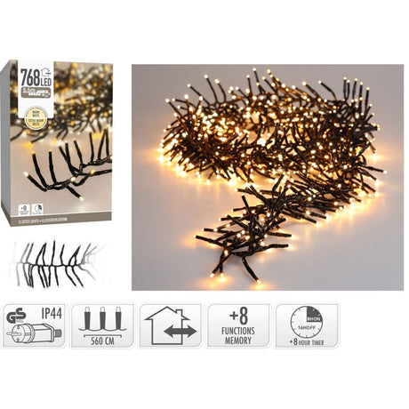 Overige merken led verlichting cluster 768 led #039;s 560 cm warm wit zwart