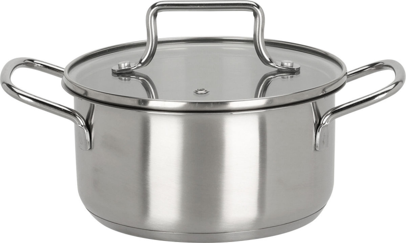 Eh kookpan rvs met glazen deksel - 16cm