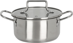 Eh kookpan rvs met glazen deksel - 16cm