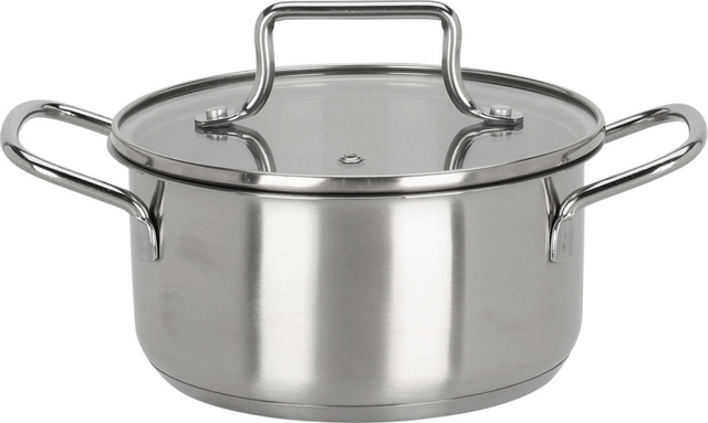 Eh kookpan rvs met glazen deksel - 16cm