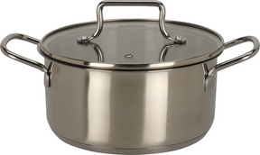 Eh kookpan rvs met glazen deksel - 18cm