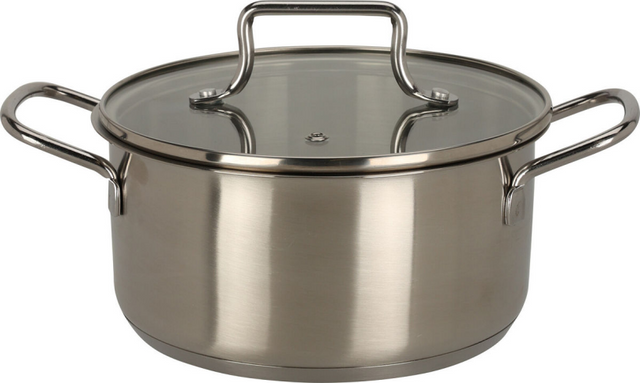 Eh kookpan rvs met glazen deksel - 18cm