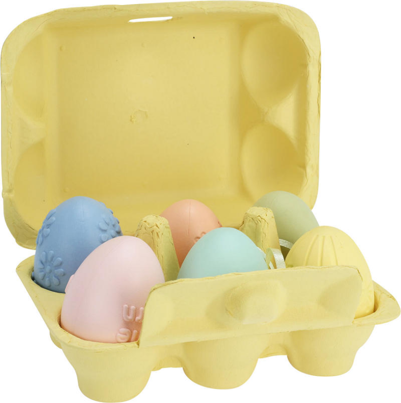 Paas eitjes 6cm 6 stuks in eierdoos assorti kleur