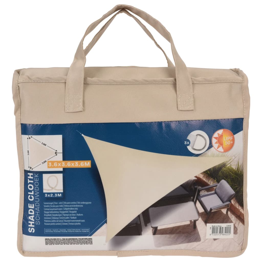 Progarden progarden skygge klud trekant 3.6x3.6x3.6 m creme -farvet