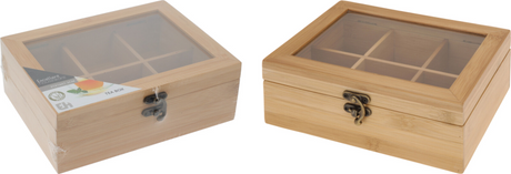 Theedoos bamboe 6 vaks 21x16xm