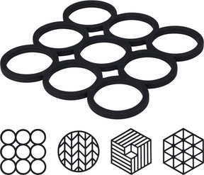 Panonderzetter silicone assorti vormen - zwart