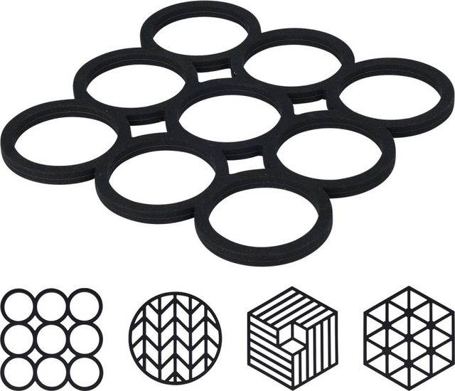 Panonderzetter silicone assorti vormen - zwart