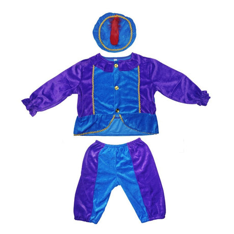 Merkloos pietenpak 110-116 paars blauw