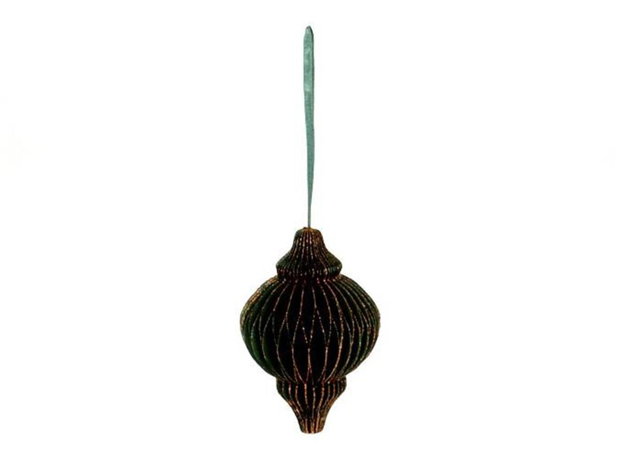 Hbx natural living kerstbal ui papier 10cm groen