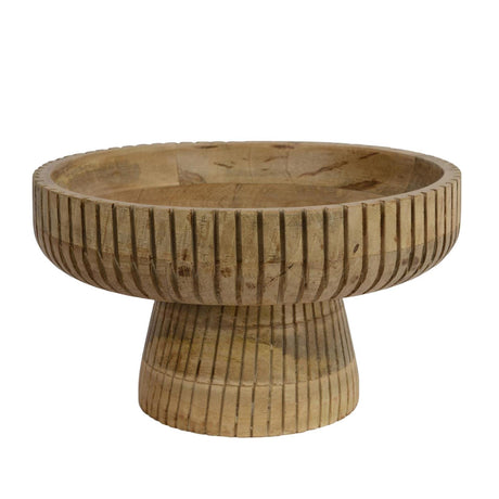 Decoris schaal op voet mangohout 29x29x17cm